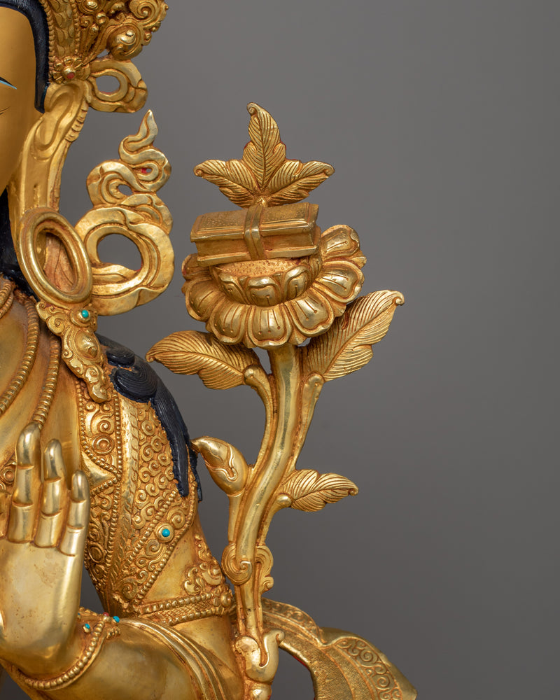 Tibetan Bodhisattva Manjushri Wisdom Deity Figurine | Guardian of Dharma