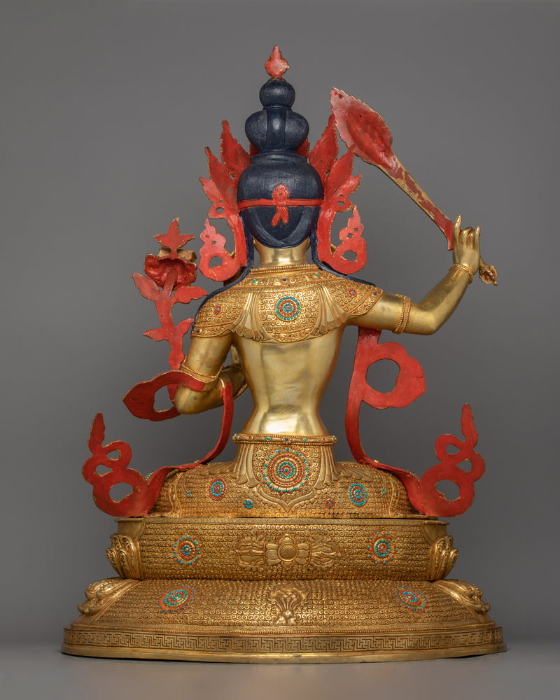 Tibetan Bodhisattva Manjushri Wisdom Deity Figurine | Guardian of Dharma