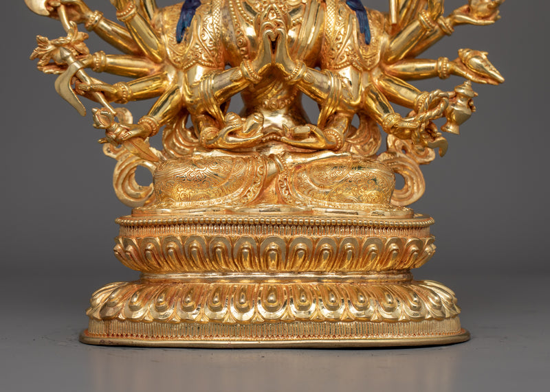 24K Gold Gilded Chundi Sculpture | Goddess of Victory and Prosperity