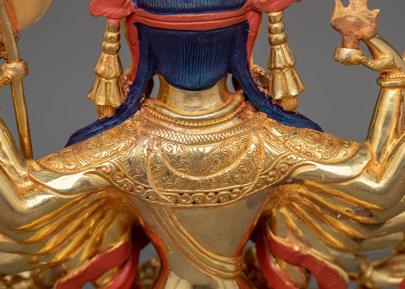 24K Gold Gilded Chundi Sculpture | Goddess of Victory and Prosperity