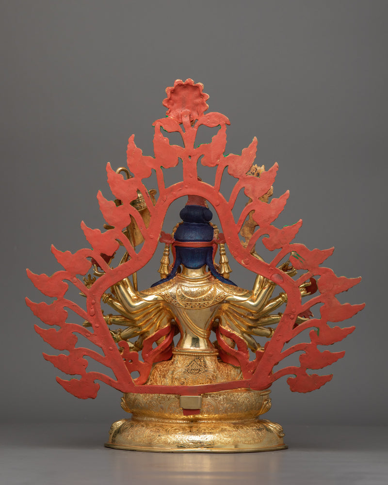 24K Gold Gilded Chundi Sculpture | Goddess of Victory and Prosperity