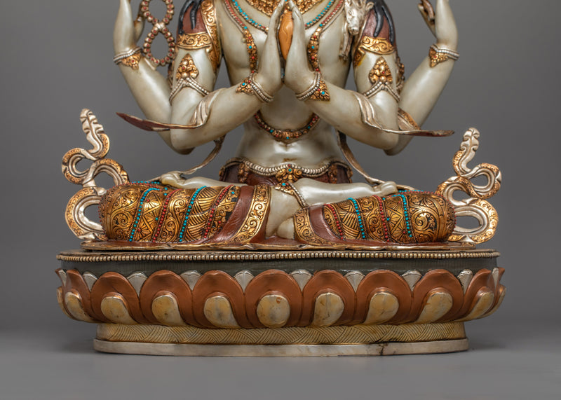 Handcrafted Chenrezig Statue With Sacred Halo | The Symbol of Infinite Compassion