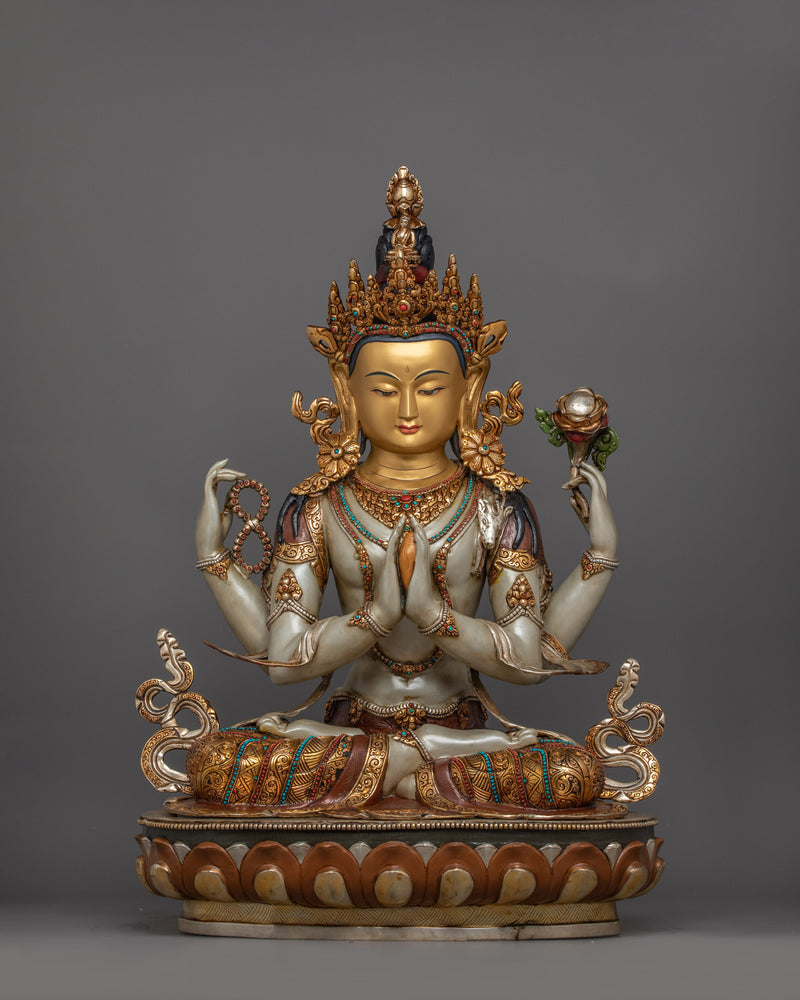 Handcrafted Chenrezig Statue With Sacred Halo | The Symbol of Infinite Compassion