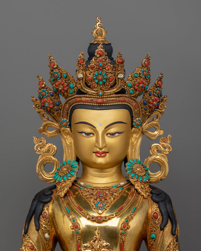 Buddha of Infinite Life Amitayus Sculpture | Traditional Nepalese Artwork