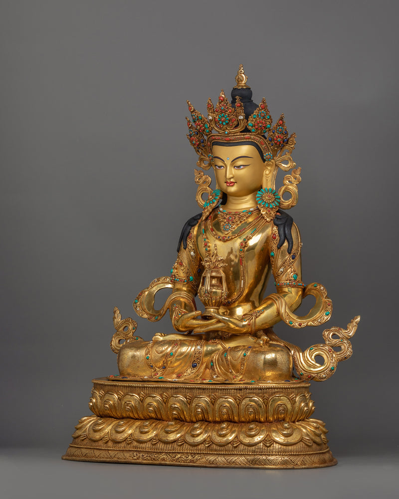 Buddha of Infinite Life Amitayus Sculpture | Traditional Nepalese Artwork