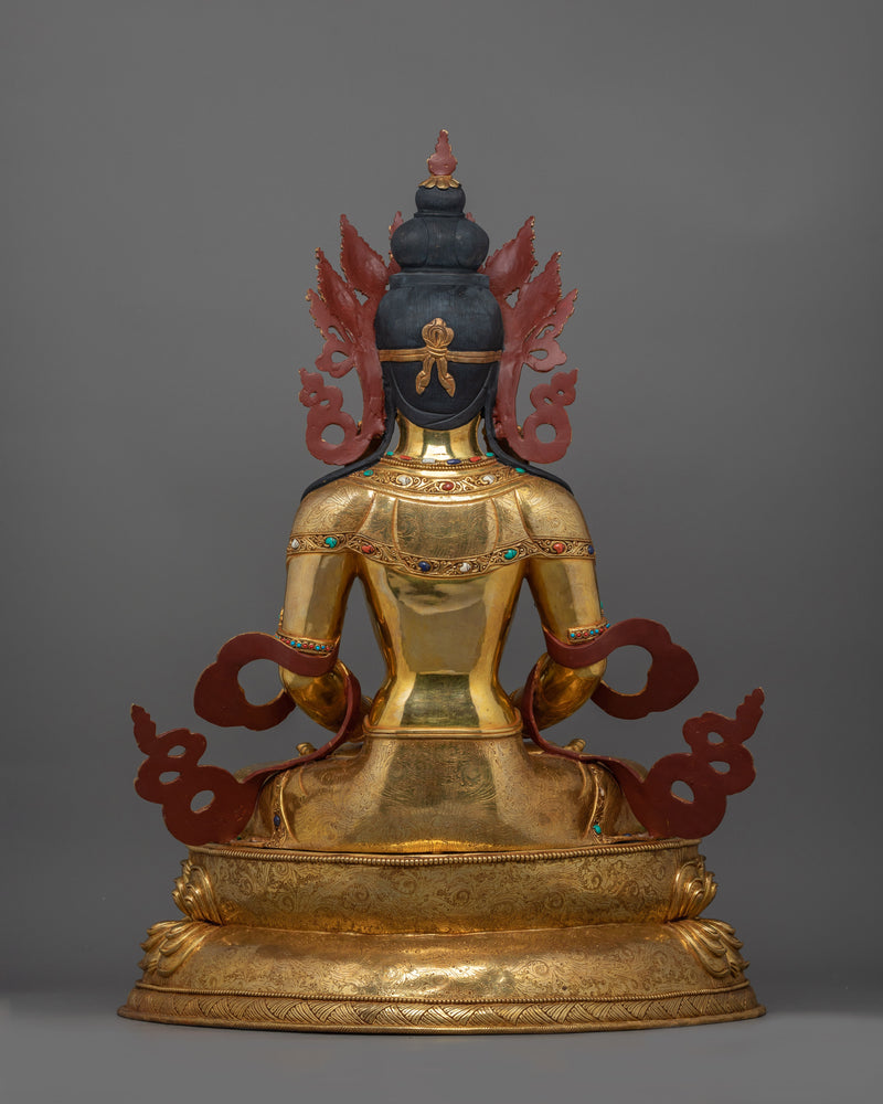 Buddha of Infinite Life Amitayus Sculpture | Traditional Nepalese Artwork