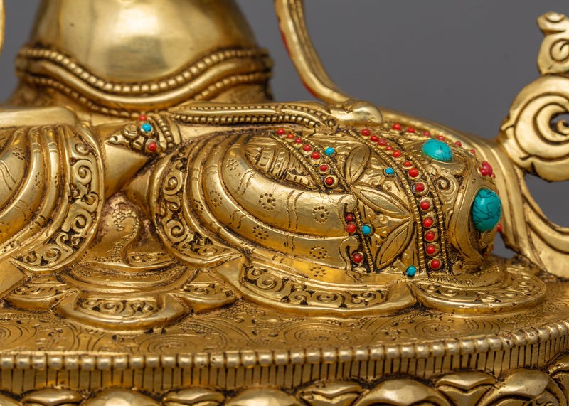 Wisdom God Manjushri Statue | 24K Gold Gilded Tibetan Buddhist Art