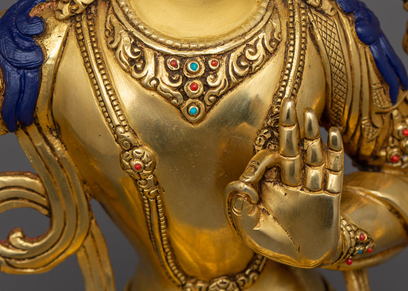 Wisdom God Manjushri Statue | 24K Gold Gilded Tibetan Buddhist Art