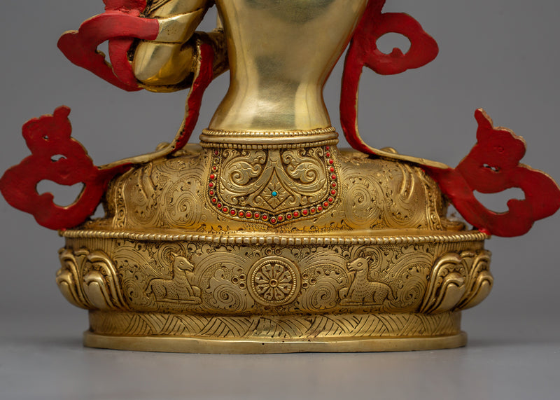 Wisdom God Manjushri Statue | 24K Gold Gilded Tibetan Buddhist Art