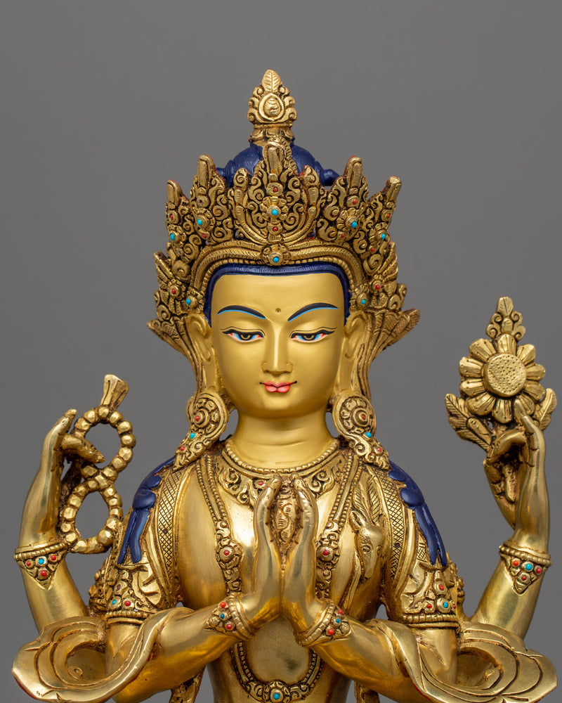 Bodhisattva Chenrezig 13.4 Inches Statue | Four Armed Avalokiteshvara