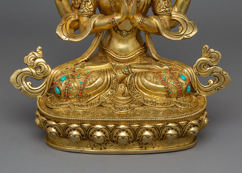 Bodhisattva Chenrezig 13.4 Inches Statue | Four Armed Avalokiteshvara