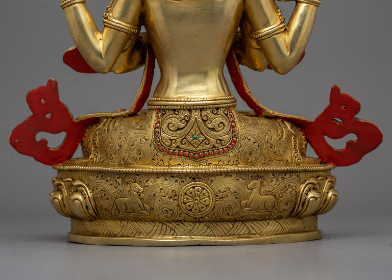 Bodhisattva Chenrezig 13.4 Inches Statue | Four Armed Avalokiteshvara