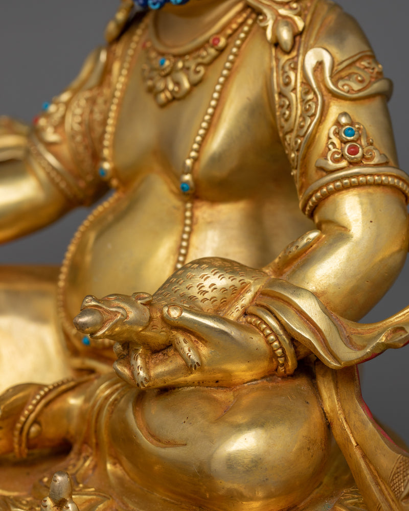 Dzambhala Buddhist Sculpture of Wealth Deity | Handmade Himalayan Art of Nepal