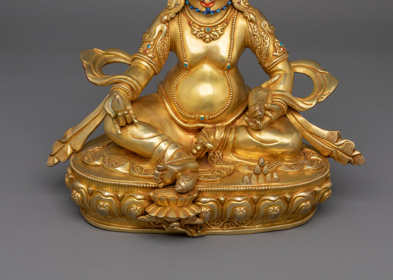 Dzambhala Buddhist Sculpture of Wealth Deity | Handmade Himalayan Art of Nepal