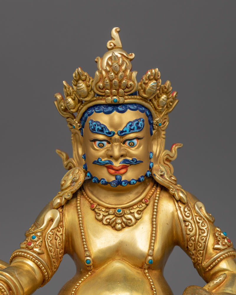 Dzambhala Buddhist Sculpture of Wealth Deity | Handmade Himalayan Art of Nepal