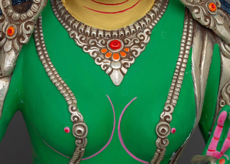 Green Tara Compassion Deity Sculpture | Goddess Shyamatara Statue