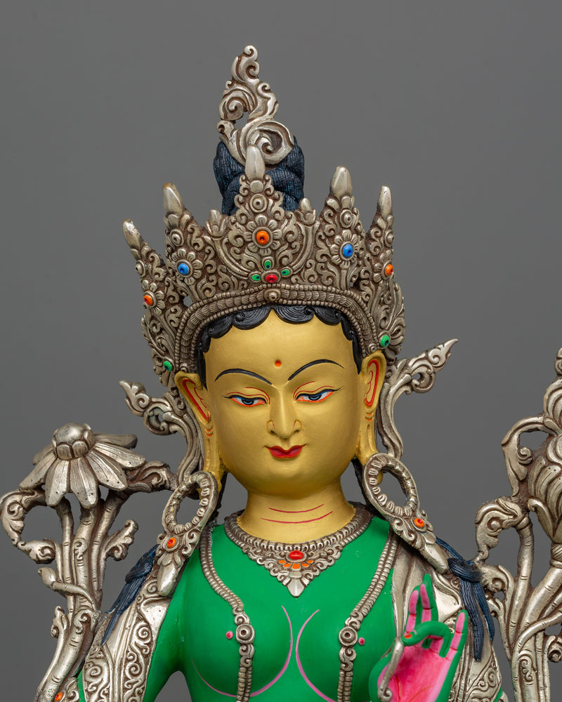 Green Tara Compassion Deity Sculpture | Goddess Shyamatara Statue