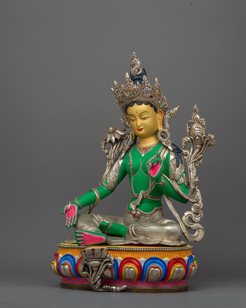 Green Tara Compassion Deity Sculpture | Goddess Shyamatara Statue