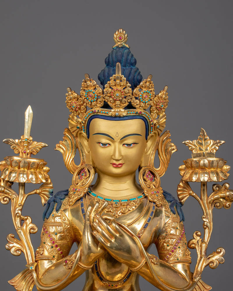 Bodhisattva Deity Manjushri Sculpture | Represents Supreme Wisdom