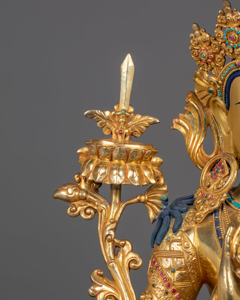 Bodhisattva Deity Manjushri Sculpture | Represents Supreme Wisdom