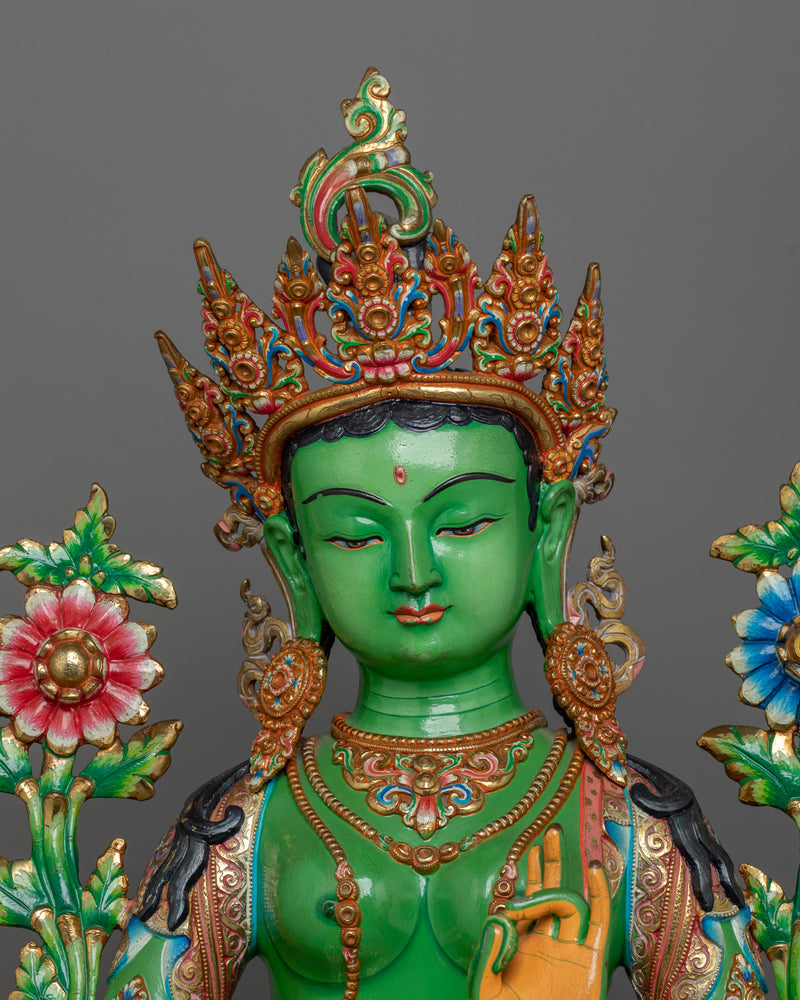 Green Tara with Beautiful Green Body |  Sacred Nepalese Artwork