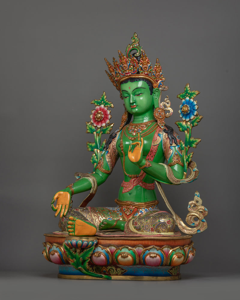 Green Tara with Beautiful Green Body |  Sacred Nepalese Artwork