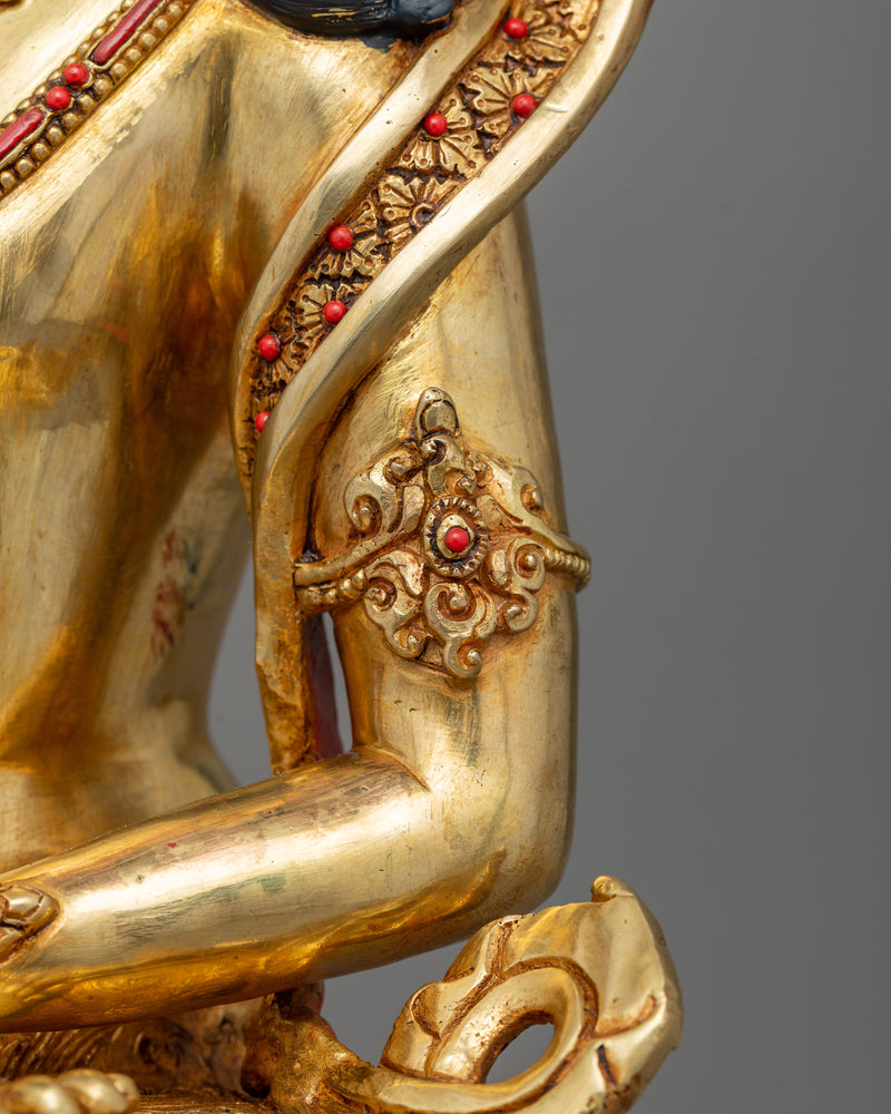 Bodhisattva Kshitigarbha Buddhist Sculpture | 24K Gold Gilded Copper Artwork