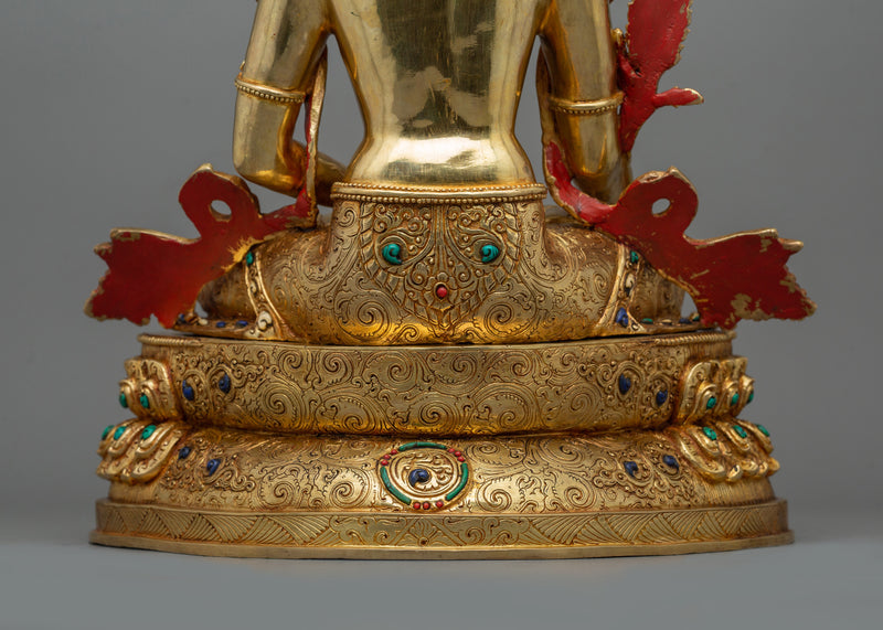 Bodhisattva Kshitigarbha Buddhist Sculpture | 24K Gold Gilded Copper Artwork