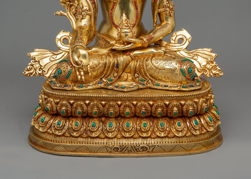 Bodhisattva Kshitigarbha Buddhist Sculpture | 24K Gold Gilded Copper Artwork