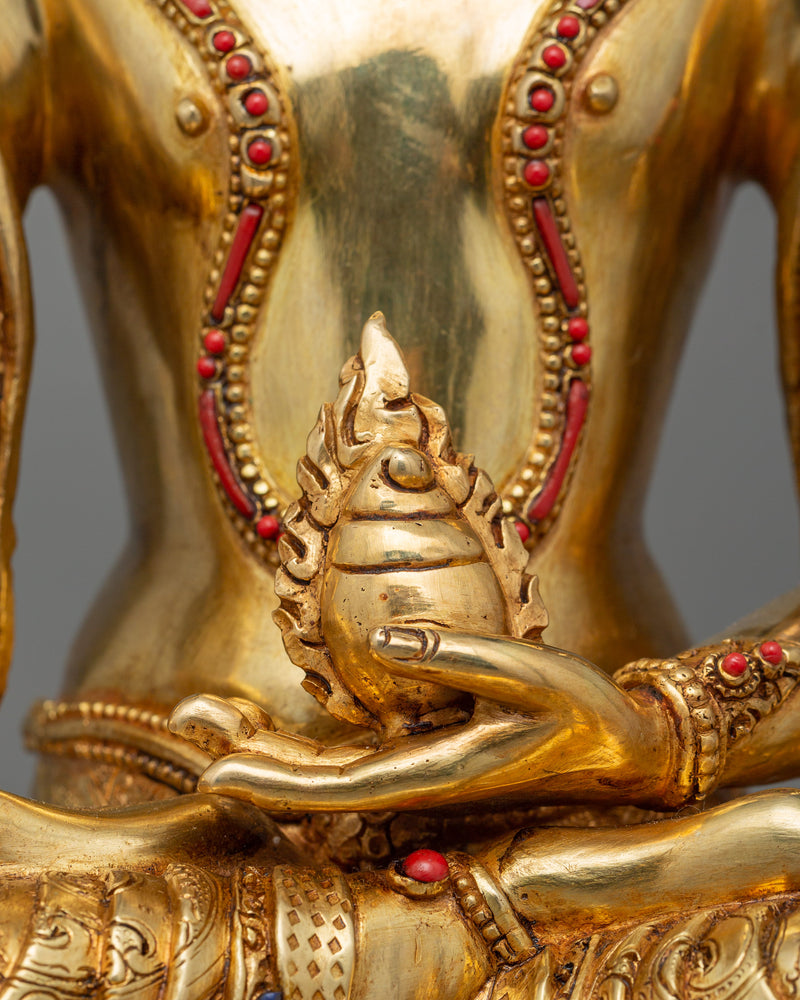 Bodhisattva Kshitigarbha Buddhist Sculpture | 24K Gold Gilded Copper Artwork