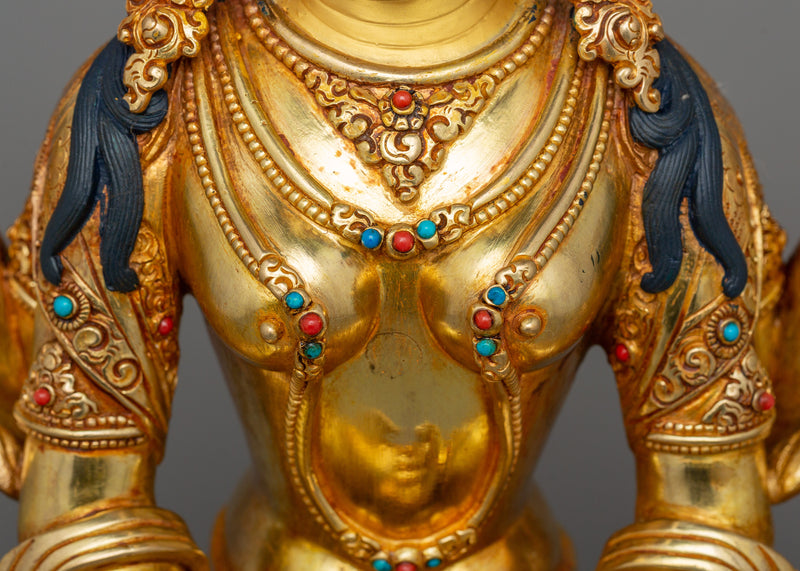 Boddhisattva Prajnaparamita Statue With Beautiful Halo | Tibetan Buddhism Artwork