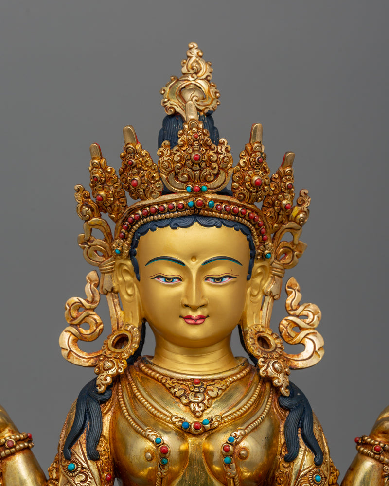 Boddhisattva Prajnaparamita Statue With Beautiful Halo | Tibetan Buddhism Artwork