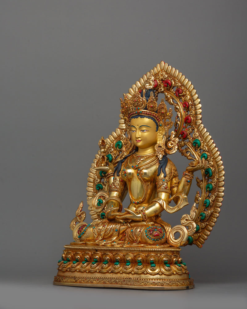 Boddhisattva Prajnaparamita Statue With Beautiful Halo | Tibetan Buddhism Artwork