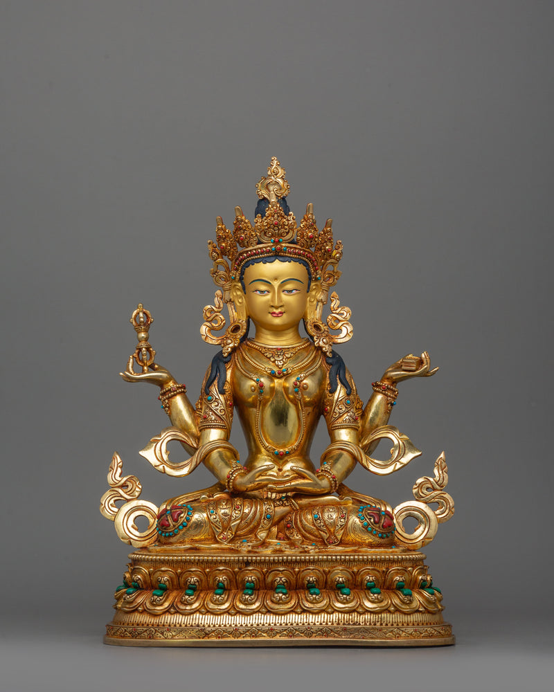 Boddhisattva Prajnaparamita Statue With Beautiful Halo | Tibetan Buddhism Artwork