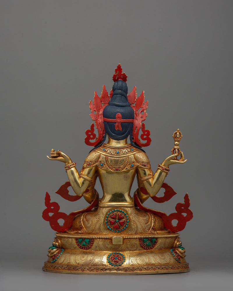 Boddhisattva Prajnaparamita Statue With Beautiful Halo | Tibetan Buddhism Artwork