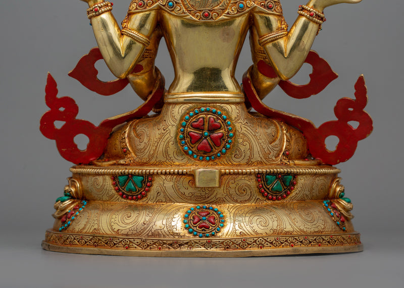 Boddhisattva Prajnaparamita Statue With Beautiful Halo | Tibetan Buddhism Artwork