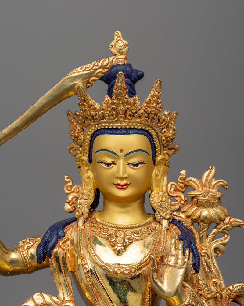 Religious Wisdom Deity Manjushri Statue | Buddhist Sculpture for Enlightenment