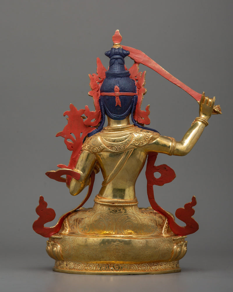 Religious Wisdom Deity Manjushri Statue | Buddhist Sculpture for Enlightenment