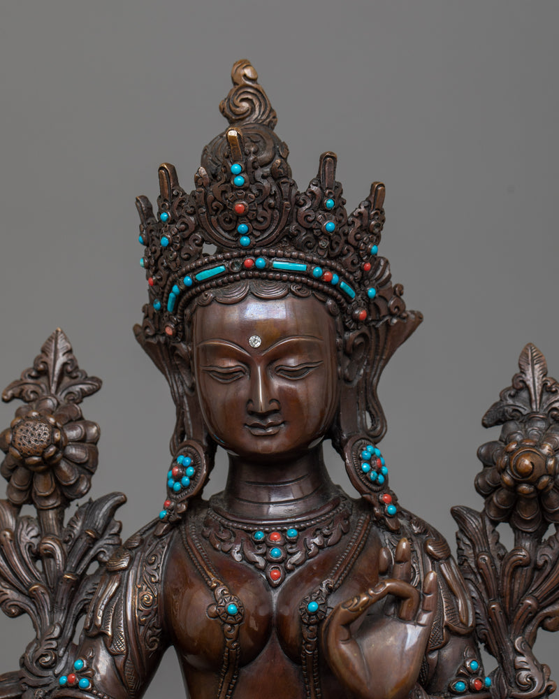 Female Bodhisattva Syamatara Sacred Statue | The Compassionate Liberator