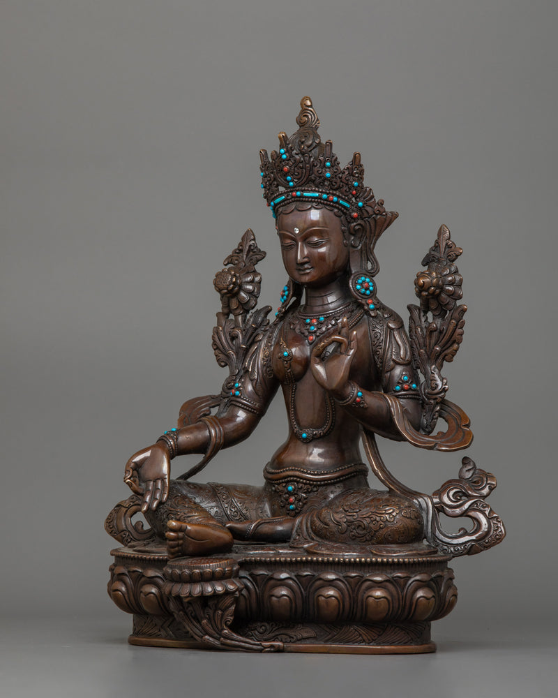 Female Bodhisattva Syamatara Sacred Statue | The Compassionate Liberator