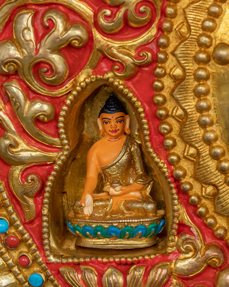 Enlightened Shakyamuni Buddha With Beautiful Halo | Traditional Himalayan Art of Tibet