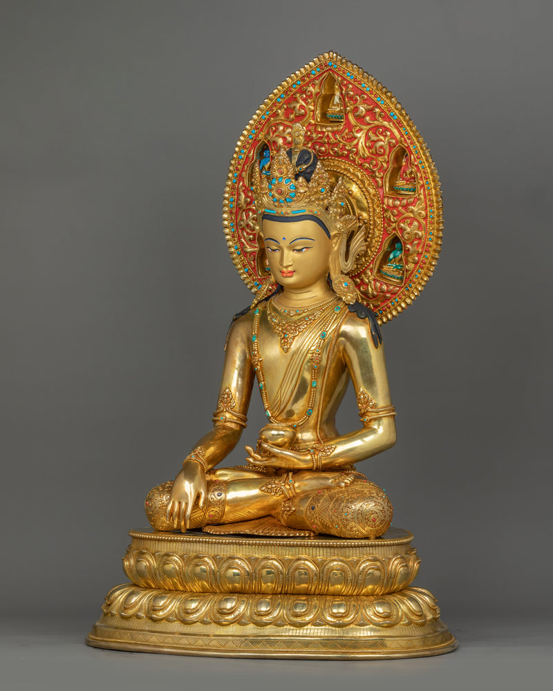 Enlightened Shakyamuni Buddha With Beautiful Halo | Traditional Himalayan Art of Tibet