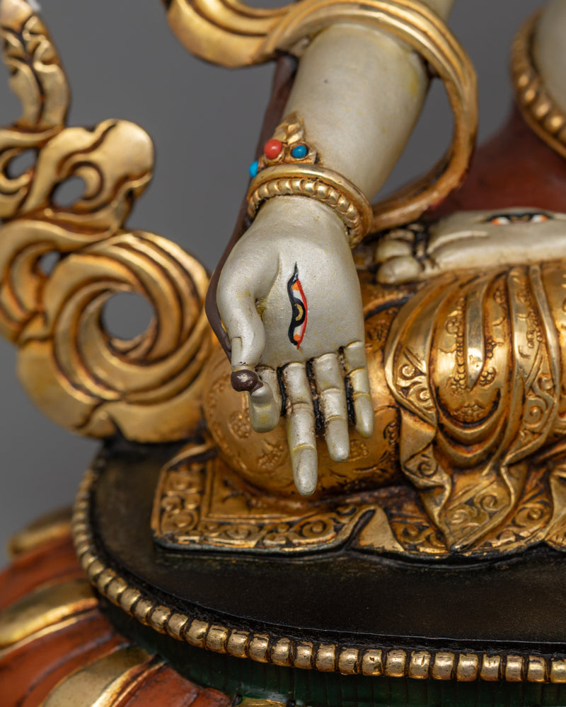 Handcrafted Seven Eyes Deity White Tara Statue | Goddess of Long Life