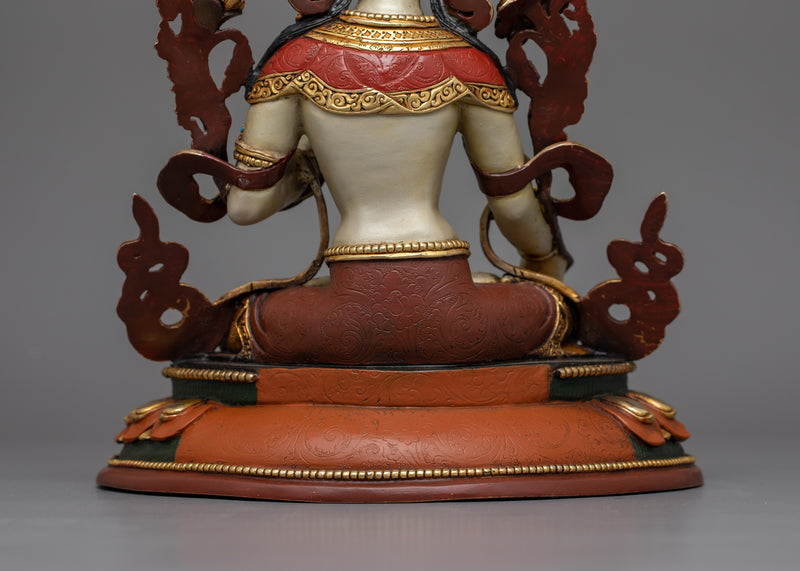 Handcrafted Seven Eyes Deity White Tara Statue | Goddess of Long Life