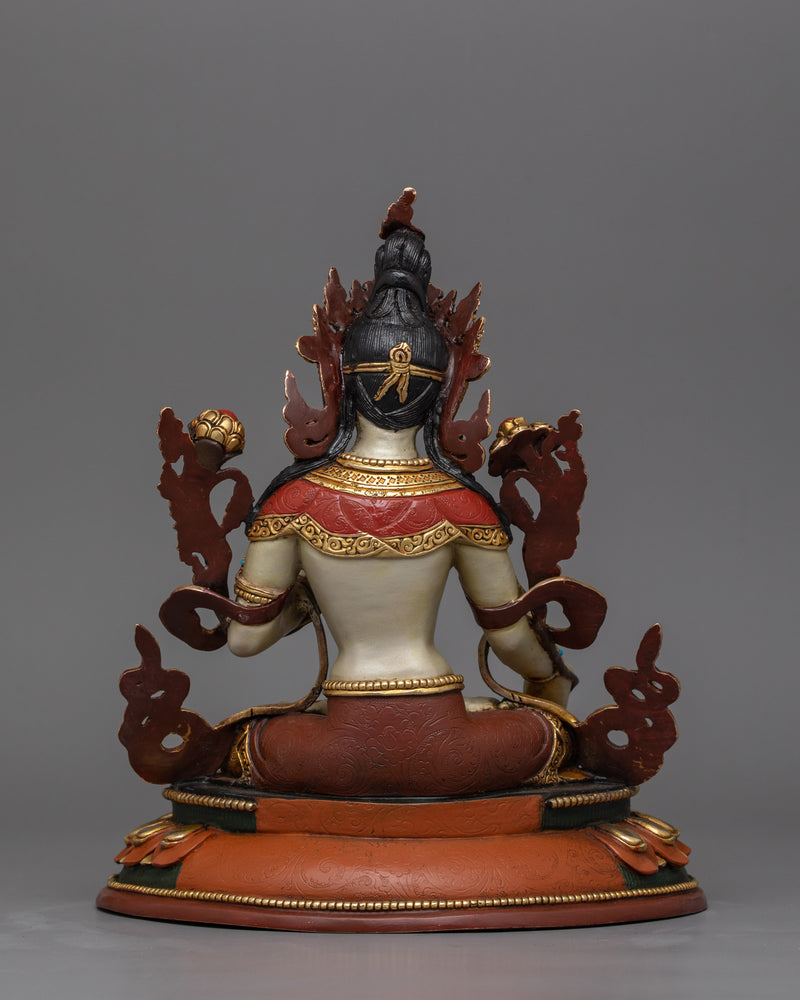 Handcrafted Seven Eyes Deity White Tara Statue | Goddess of Long Life