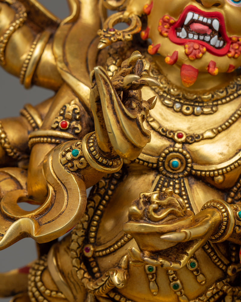 The Wrathful Six Armed Mahakala Figurine | Symbol of Protection