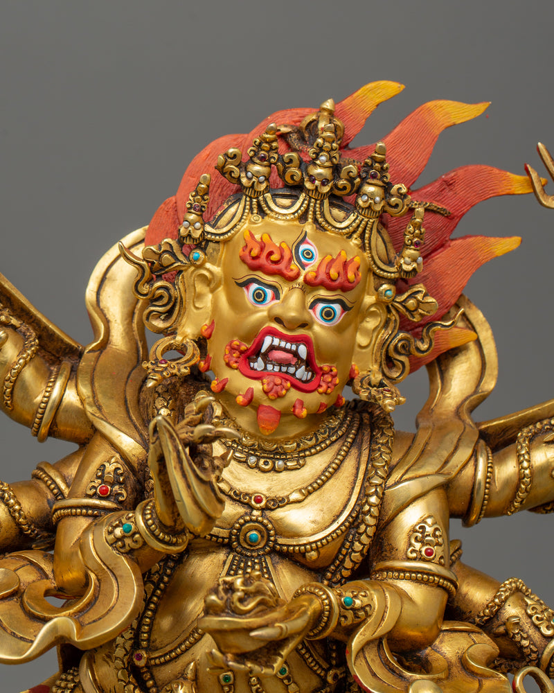 The Wrathful Six Armed Mahakala Figurine | Symbol of Protection