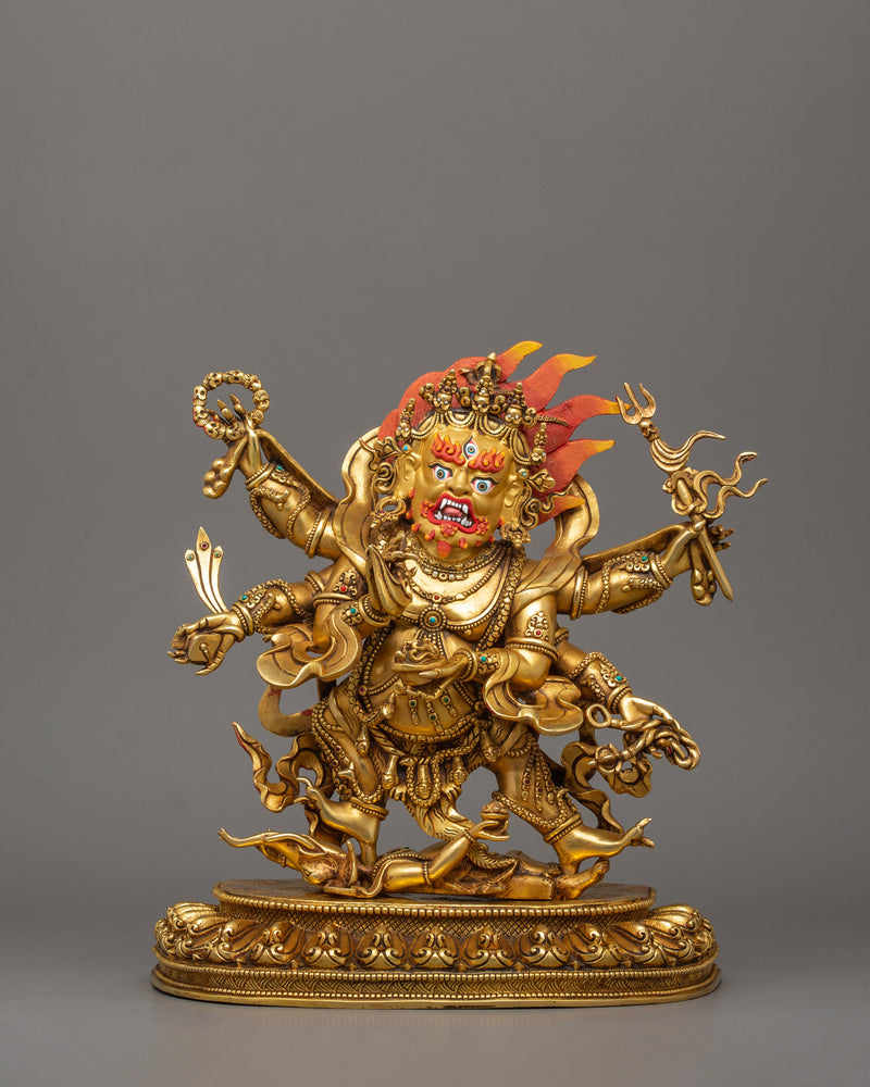 The Wrathful Six Armed Mahakala Figurine | Symbol of Protection