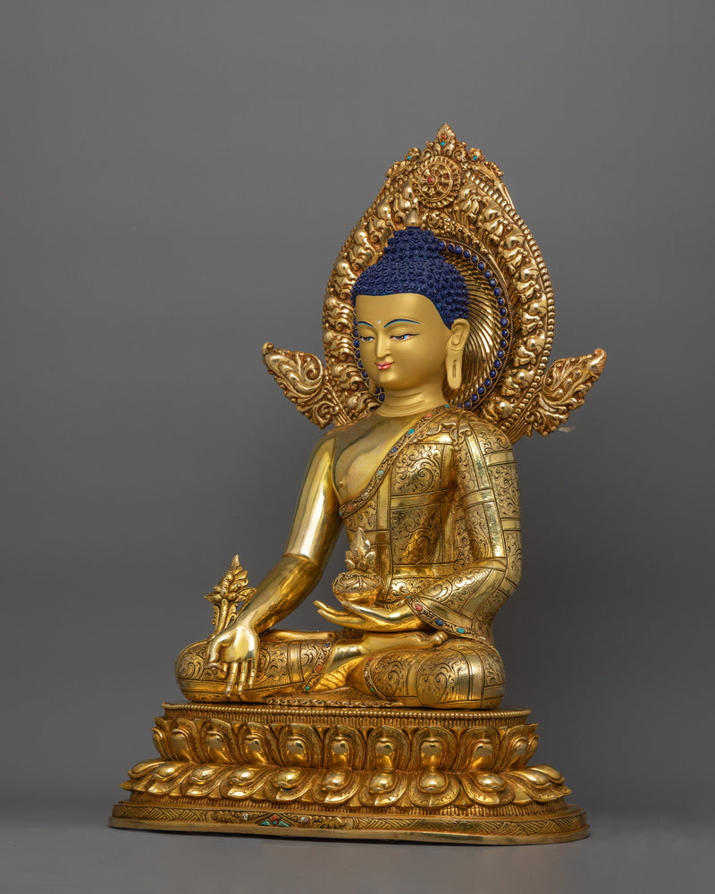 Medicine Buddha Statue with Beautiful Halo | Healer for Spiritual Wellness