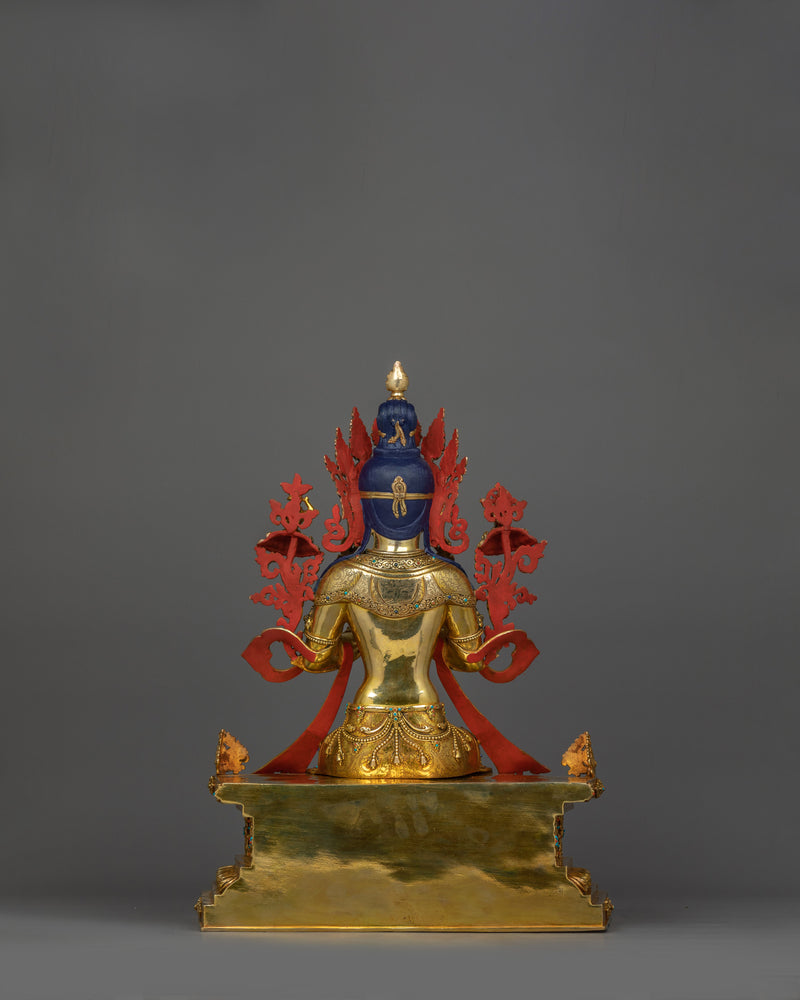 Tibetan Maitreya Buddha Sculpture with Magnificent Throne | Symbol of Wisdom & Hope